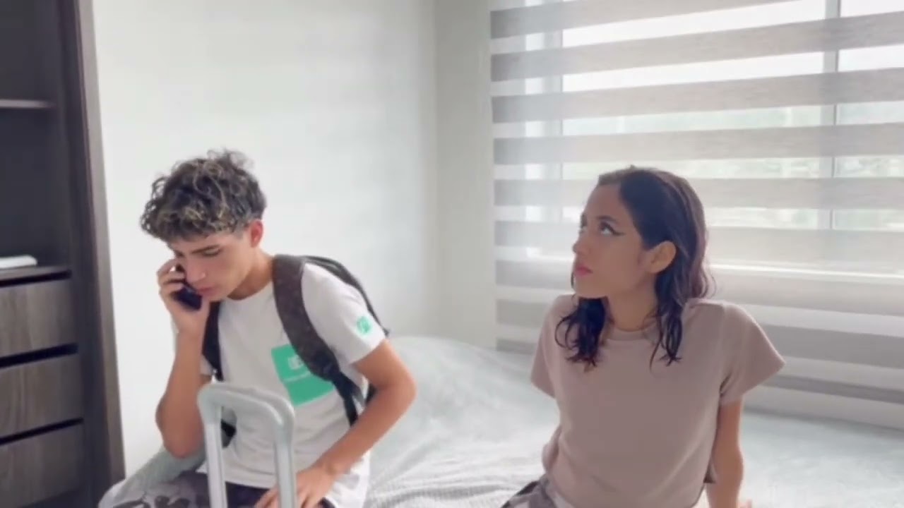 Cute and handsome boy girl Firends special meeting at the hotel room/no sound