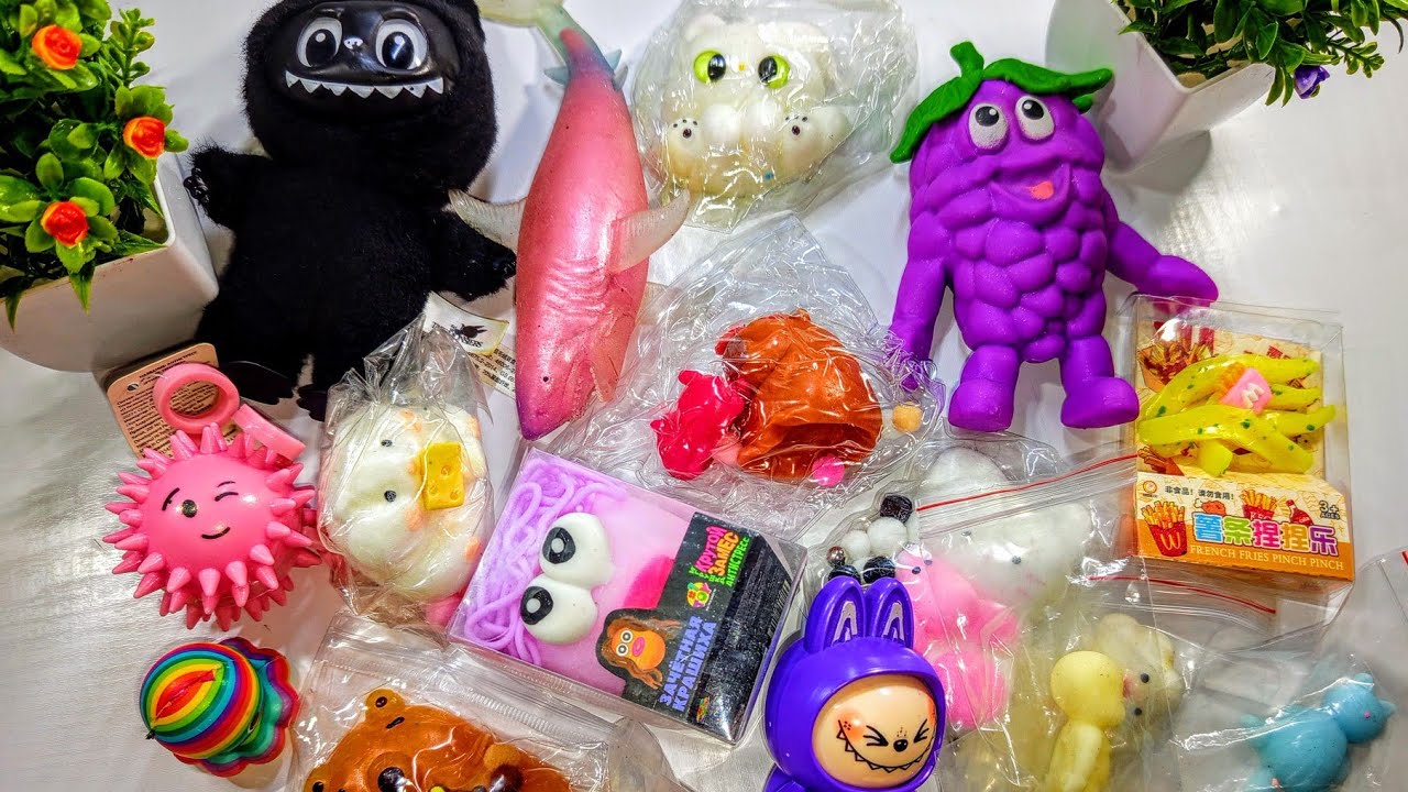 Asmr squishes and antistress🐾TABA paws oddlysatisyafaing🔥ASMR unpacking silicone squishes🐹😻🐈🍇🐙