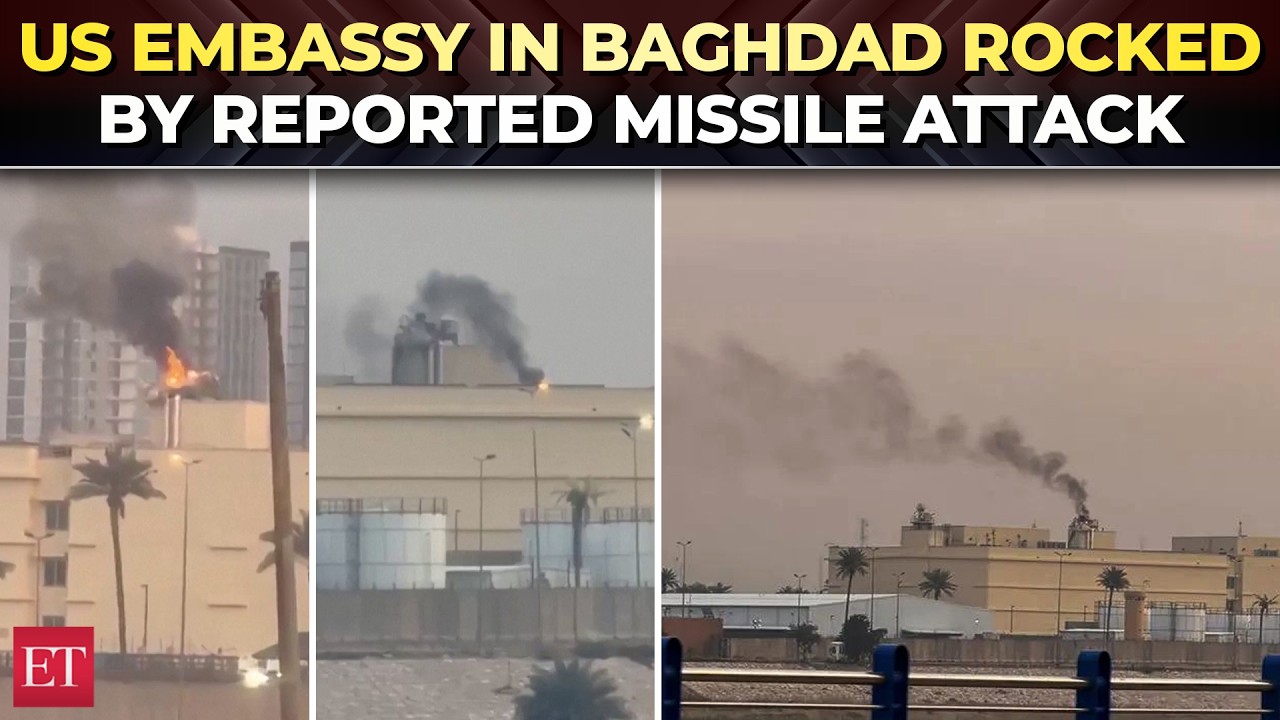 По сообщениям, посольство США в Багдаде подверглось ракетному обстрелу, на видеозаписях очевидцев...