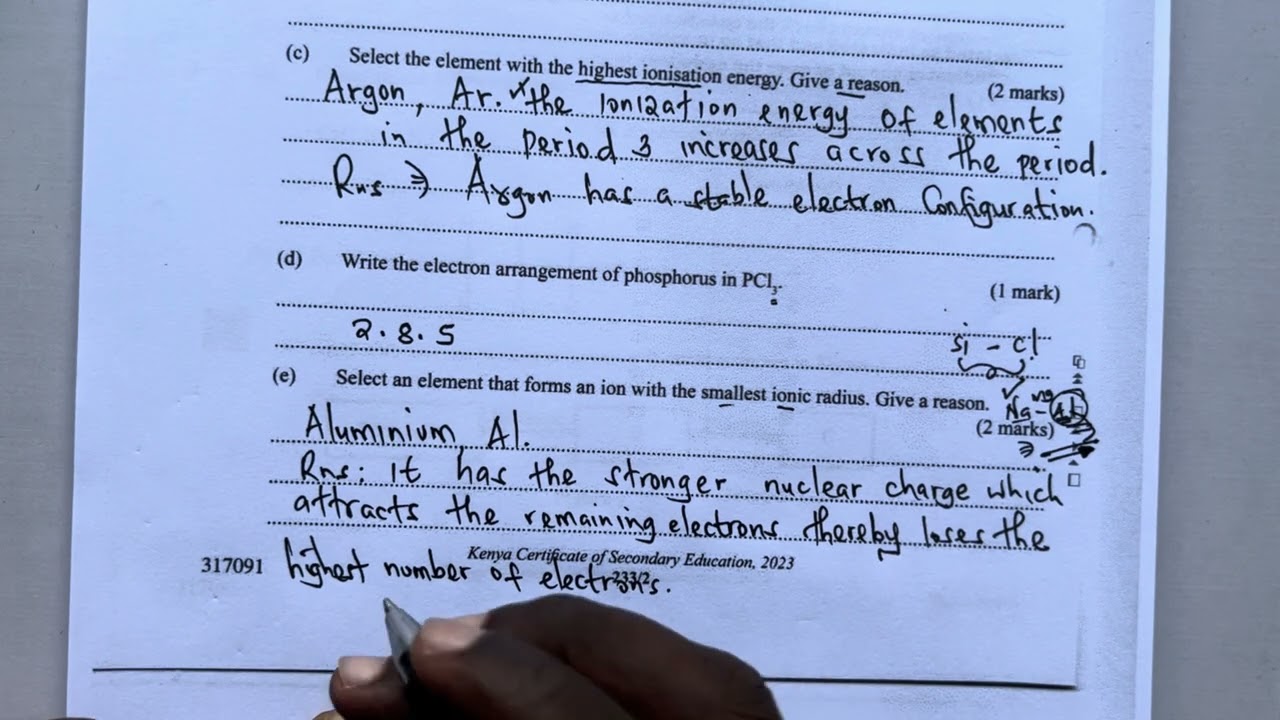 KCSE 2023, CHEMISTRY PAPER TWO (2) 233/1 || QUESTION ONE (1) ||  #school #schoollife #chemistry