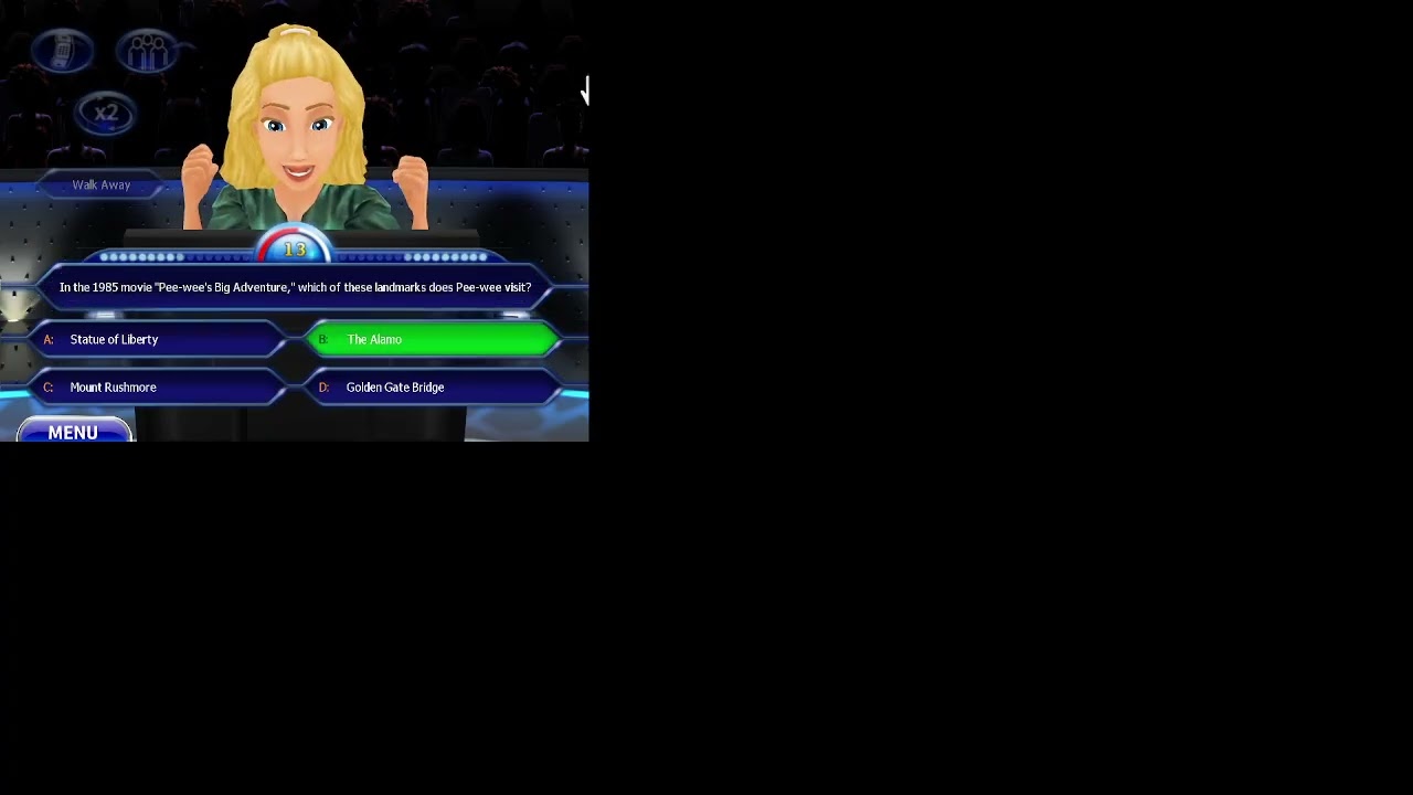 I play as my Cousin Lisa on Who Wants to Be a Millionaire for the PC