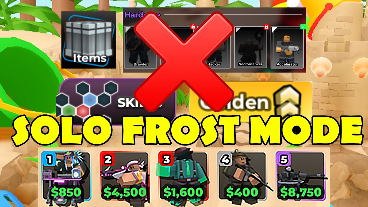 Solo Frost Mode - No Skill Tree, Golden, Hardcore Towers, and Items [Tower Defense Simulator] ROBLOX