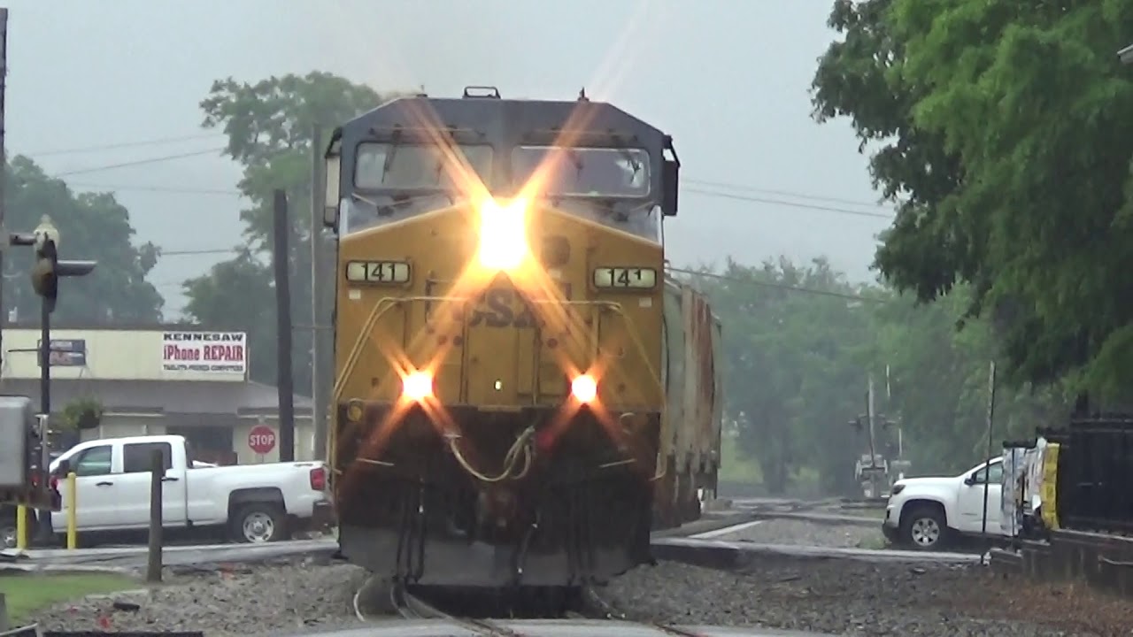 Solo CSX AC44CW 141 Leads a Local in the Rain on 5/4/19