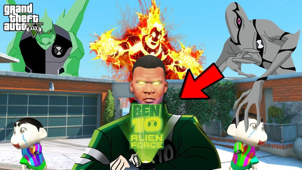 GTA 5 : Franklin & Shinchan Become Ben 10 in GTA 5! | All Alien Powers Unlocked! 👽