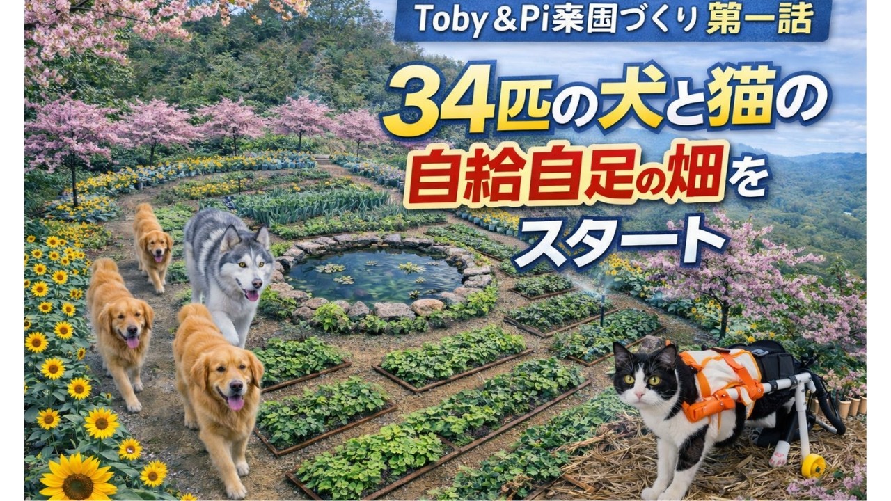 34匹の犬と猫の命を守る畑づくりが始まります｜「Toby & Pi 動物の楽園づくり 第1話」