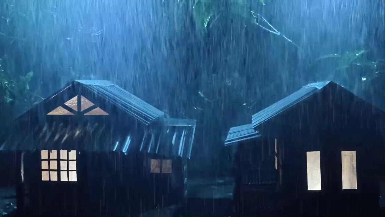 No Ads Rain Sounds for Sleeping - ASMR Wild Night Rain on Tin Roof for Severe Sleep Disorder #111