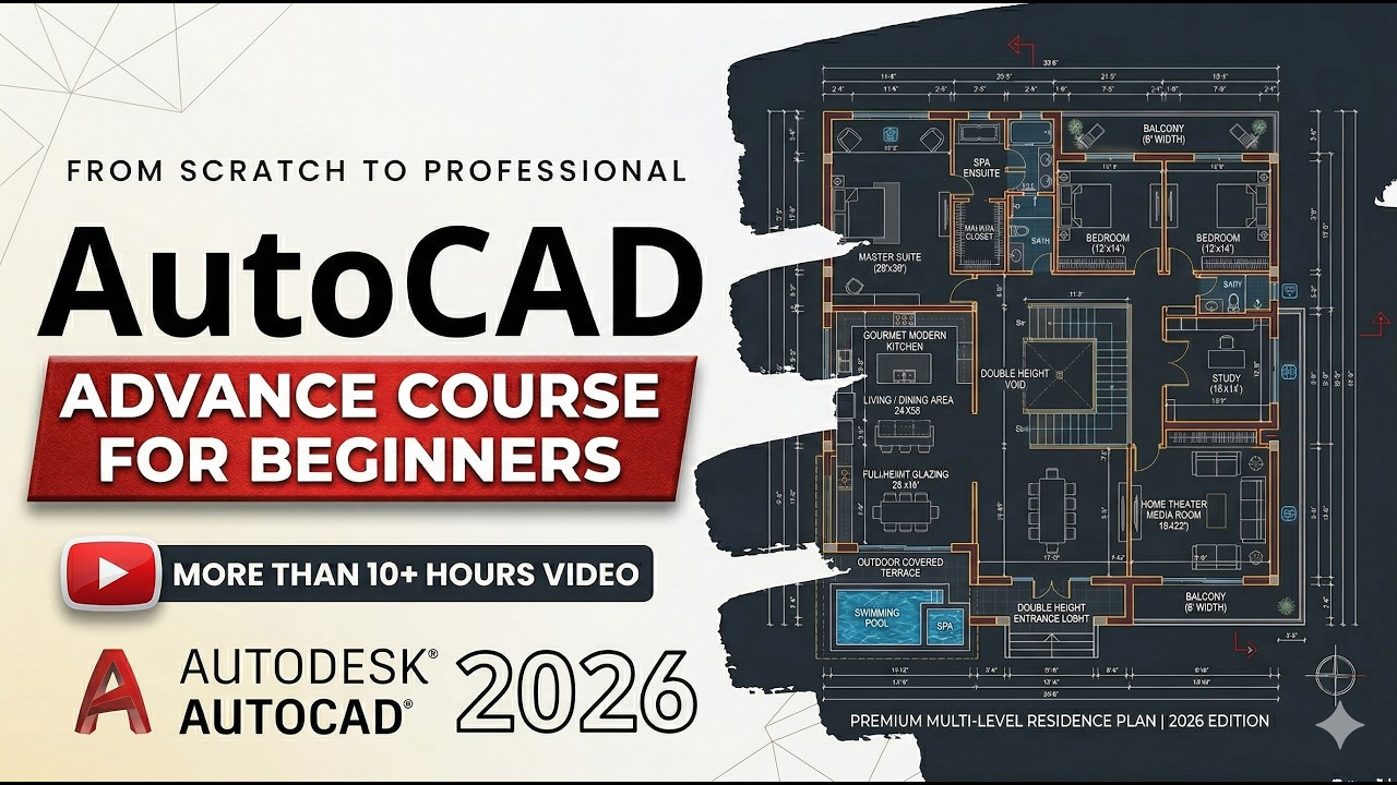 AutoCAD Full Tutorial | Start to Finish Project | 11 Hours