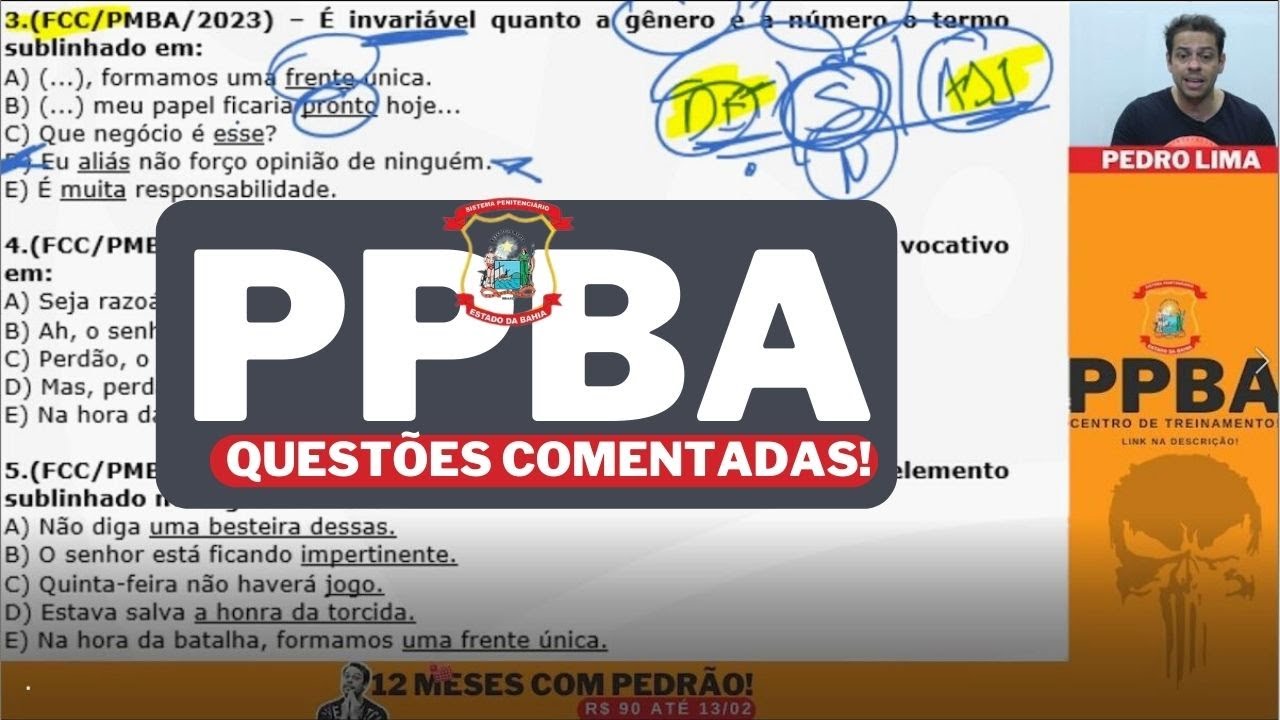 🚨PPBA 2023 | QUESTÕES COMENTADAS |   Português com Pedro Lima!