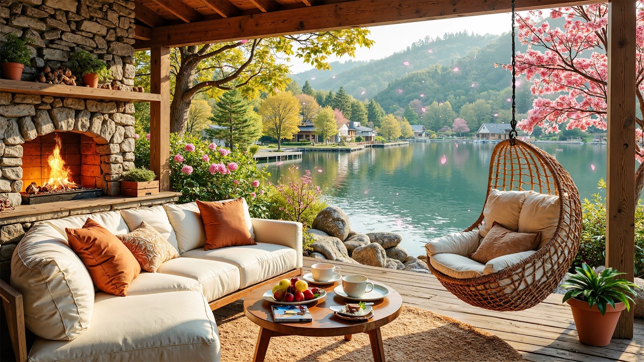 Happy Easter Ambience 🐰 Cozy Spring Ambience, Soothing Piano Music and Fireplace Sounds for Relax