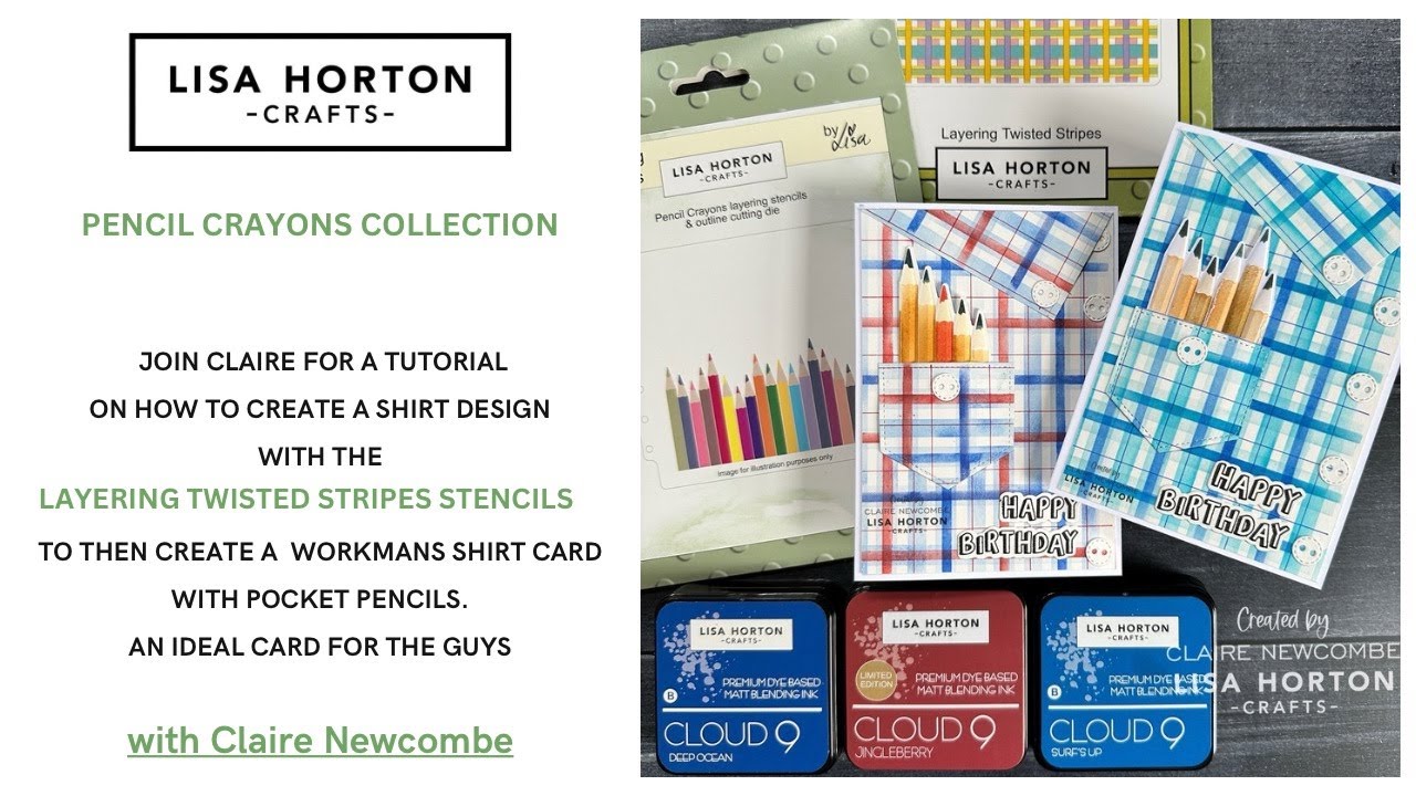 PENCIL CRAYONS COLLECTION & LAYERING TWISTED STRIPES TO MAKE A SHIRT CARD, IDEAL FOR THE MEN