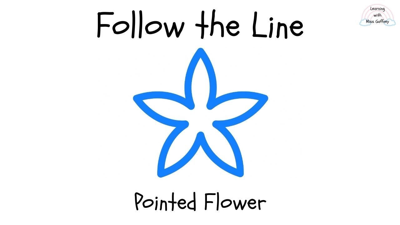 Follow the Line | Pointed Flower - Five Petals | Air Tracing for Kids
