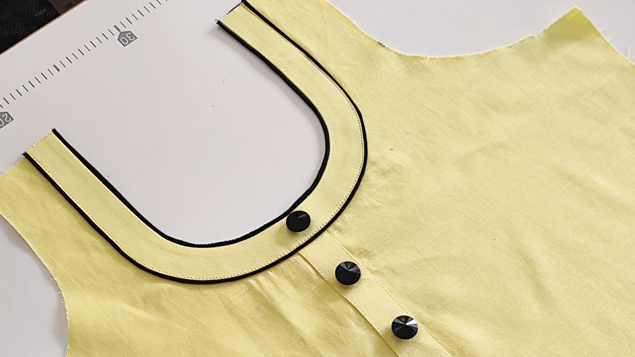 Latest neck design easy method 2020 // double piping beautiful neck design cutting+stitching //