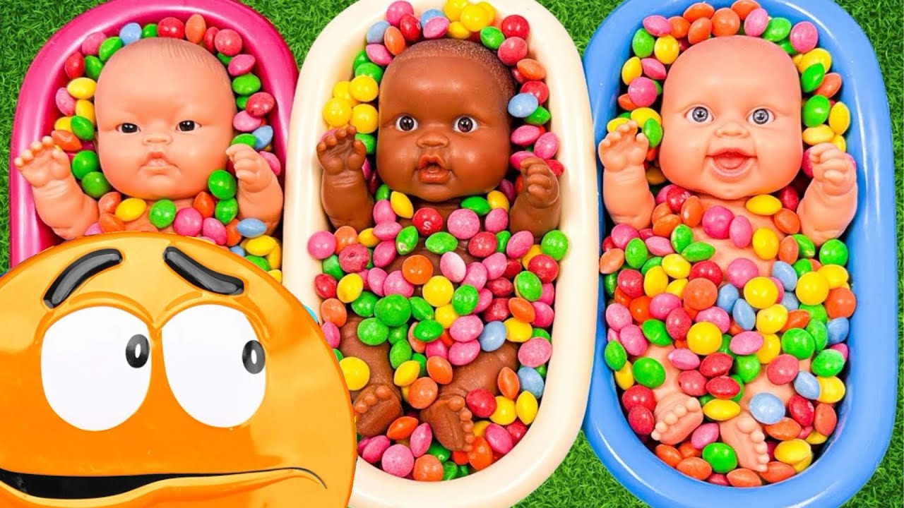 109 Minutes Satisfying with Full of 3 Rainbow BathTubs Candy with M&M's & Magic Slime Cutting Video9