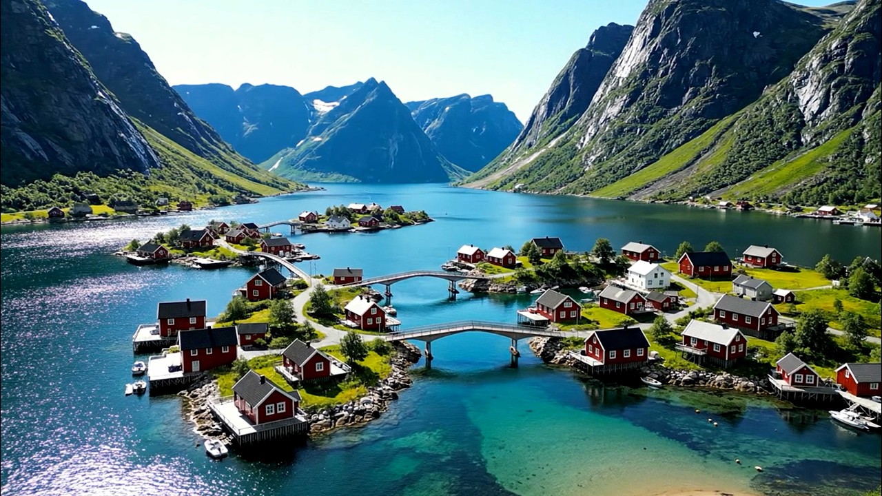 Cinematic Flycam & Relaxing Piano Music for Sleep, Study  | 50 Most Beautiful Places in Norway 4K