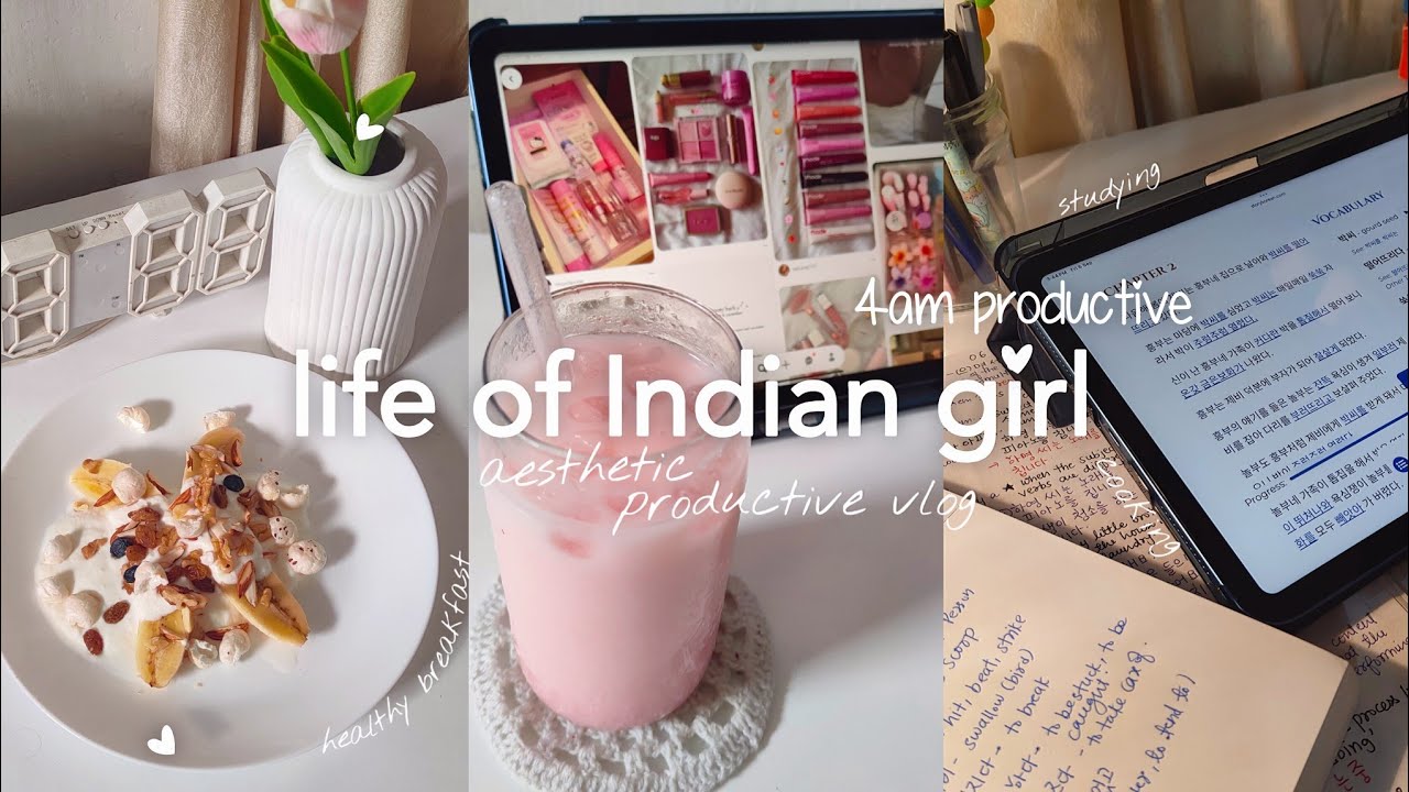 Productive day in my life 🎀 | Aesthetic vlog Indian | cooking, studying, daily life | aestheticvlog
