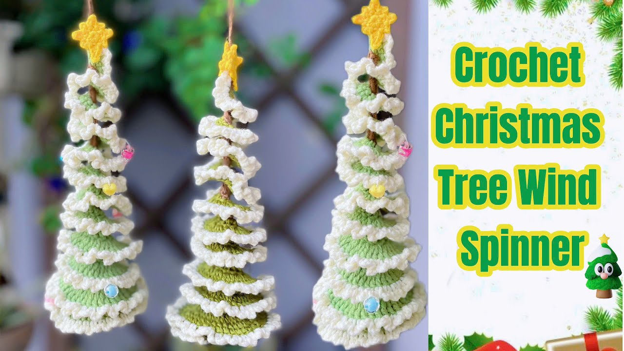 How to crochet christmas tree wind spinner tutorial | christmas tree  #crochetanywhere