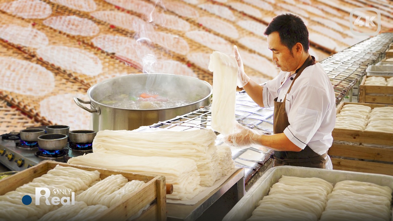 How Vietnamese Pho Is Made | Fresh Rice Sheets to Hot Stone Pho | 4K