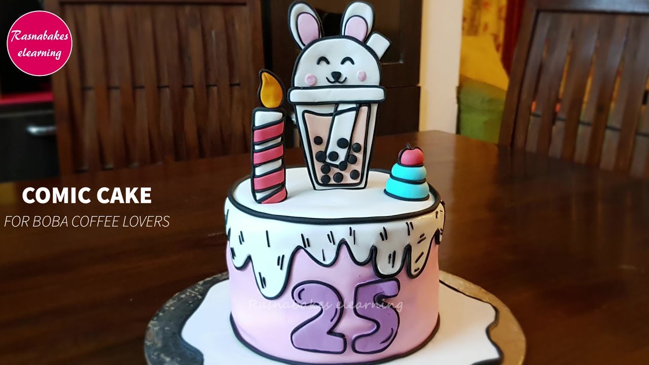 Bobalicious comics how to make a fun cartoon comic cake for Boba coffee Bubble Tea fans
