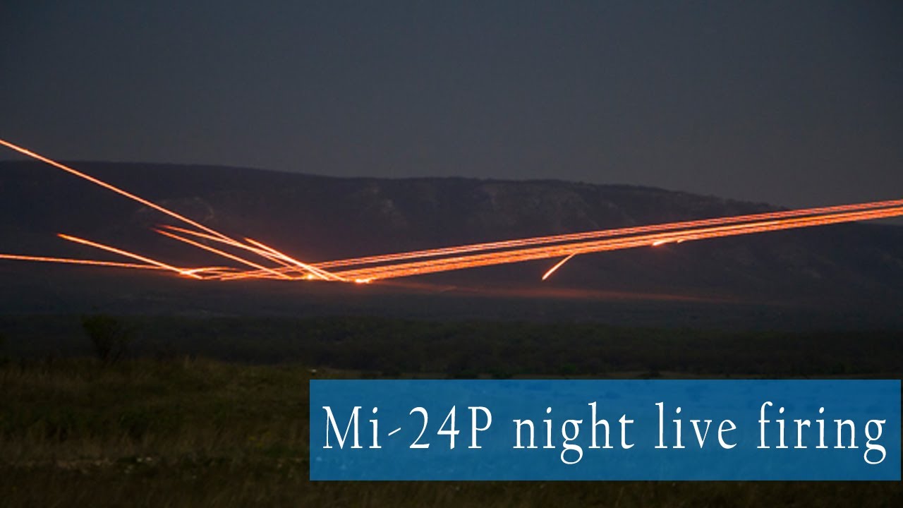 Hungarian Air Force, Mi-24P night live firing - 30 mm gun - #mi24 #military #helicopter