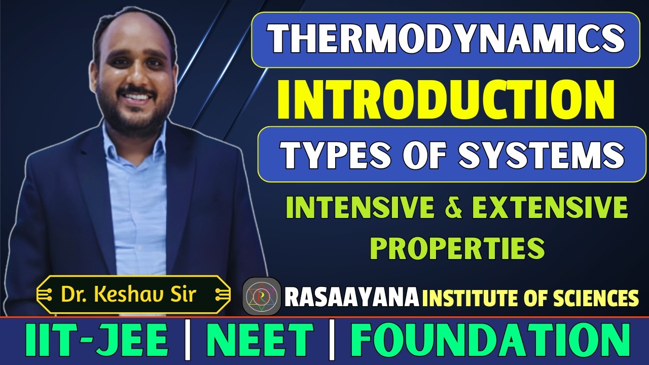THERMODYNAMICS | TYPES OF SYSTEMS | INTENSIVE & EXTENSIVE PROPERTIES | IIT-JEE, NEET | RASAAYANA