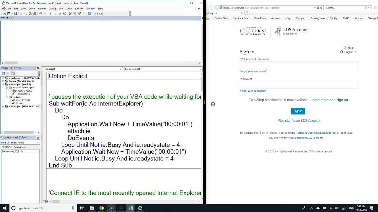 VBA to control Internet Explorer