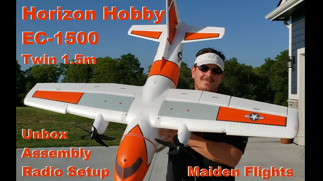 Eflite - EC-1500 Twin 1.5m - Maiden Flights, Unbox, Build, Radio Setup