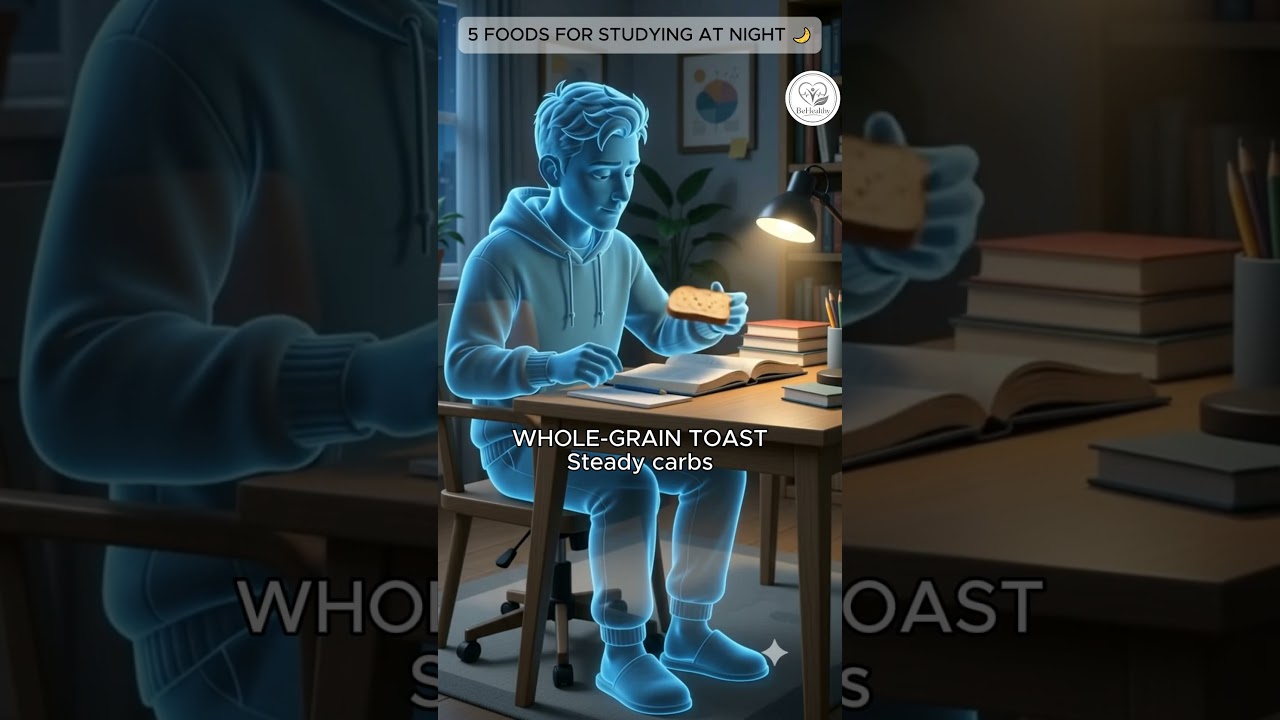 5 Foods That Support Steady Energy for Studying at Night 🌙 #StudyAtNight #HealthySnacks #Shorts
