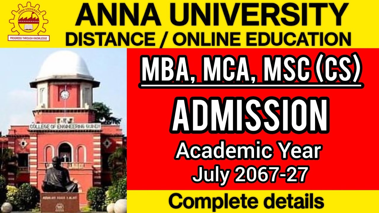 Anna University Distance Education ADMISSION Academic Year July 2026-27