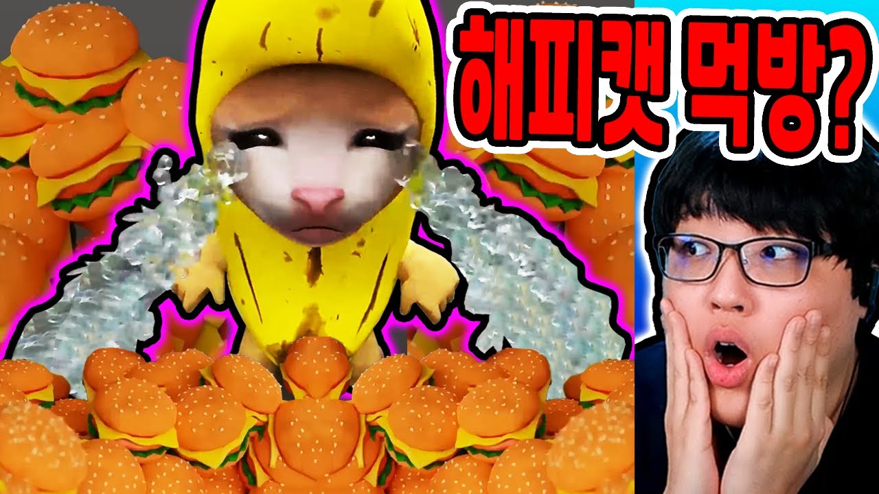 해피캣 눈물의 병맛 먹방?! / 기가도지+맥스웰캣 만났더니?? [해피캣, 바나나캣]