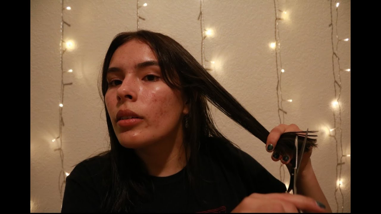 asmr trimming my hair *scissors, brushing, combing*