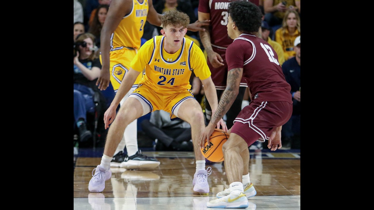 Montana State head coach Matt Logie + seniors Jed Miller & Pat McMahon following win over Griz