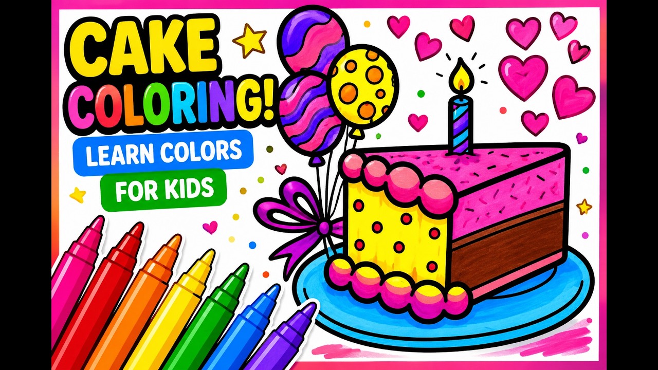 Birthday Cake Coloring for Kids 🎂  Learn Colors & Fun Drawing