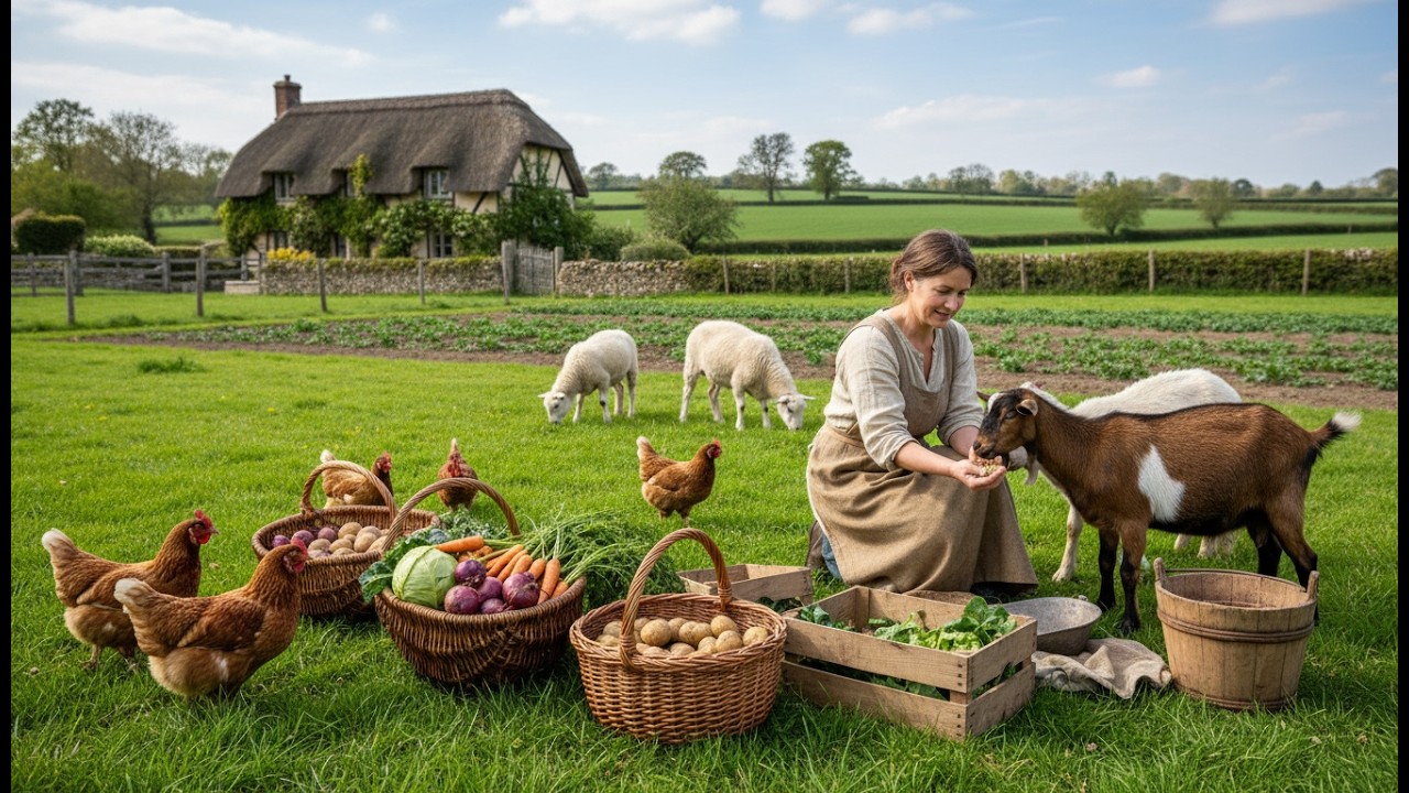 A Calm Day in the English Countryside - Harvesting & Sheep Care (ASMR)