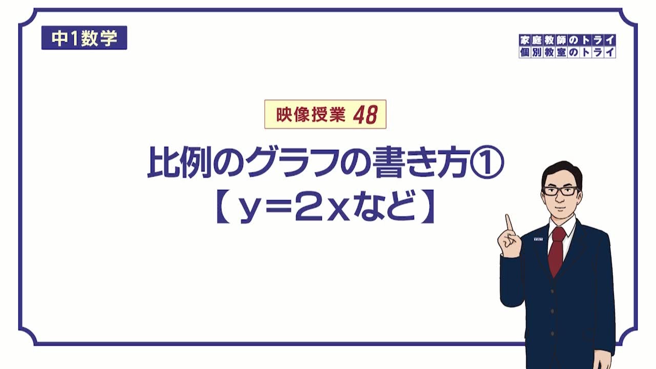【中１　数学】　比例と反比例５　比例のグラフ１　（８分）