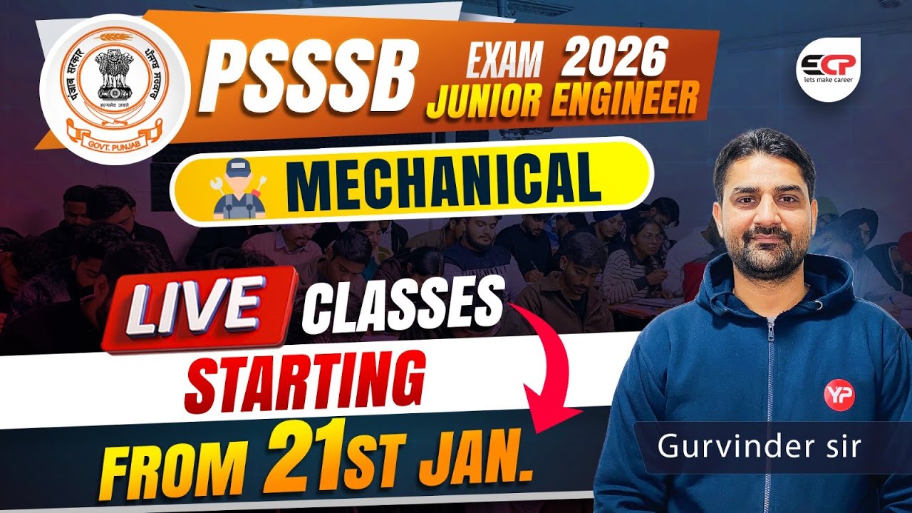 Dedicated Questions Practice sessions for PSSSB JE Mechanical exam preparation,starting 21st Jan2026