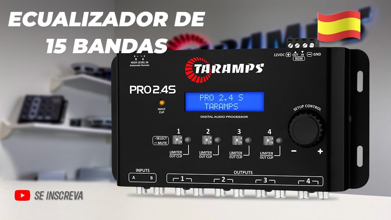 Procesador de Audio Taramps PRO 2.4S - Función Ecualizador de 15 Bandas