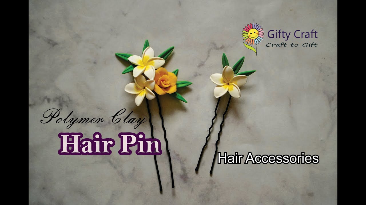 Polymer Clay Hair Pin | Hair Clip | Polymer Clay Craft Ideas | Polymer Clay Flowers | Gifty Craft