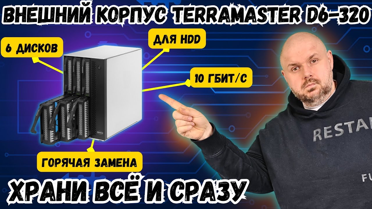 ВНЕШНИЙ КОРПУС TERRAMASTER D6-320 НА 6 HDD ИЛИ SSD ДИСКОВ, 10 ГБИТ/С И ГОРЯЧАЯ ЗАМЕНА. ХРАНИ ВСЁ