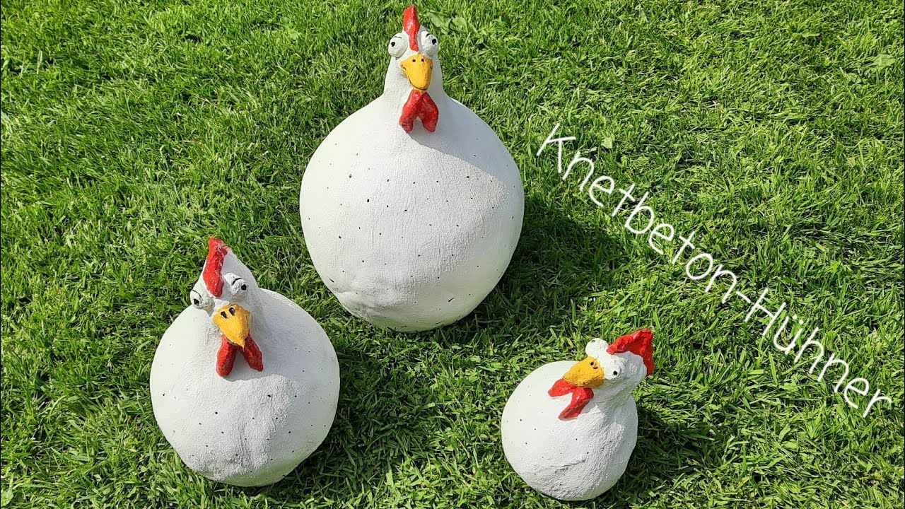 Garten-Deko aus Knetbeton ♡- moderne Hühner 🐓- ▪︎modellieren▪︎trocknen▪︎bemalen ▪︎fertig
