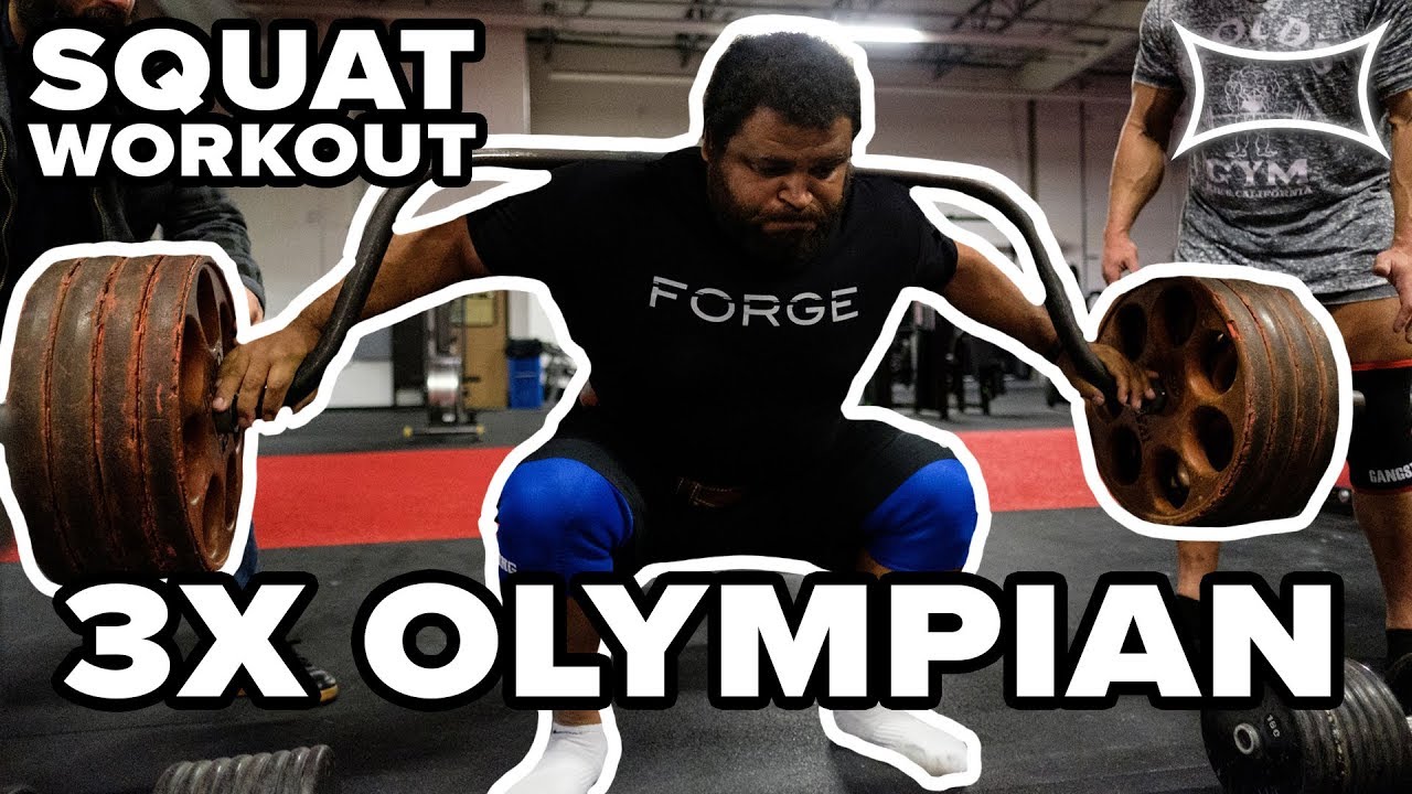 3X OLYMPIAN Reese Hoffa Squats With POWERLIFTER | Super Training Gym