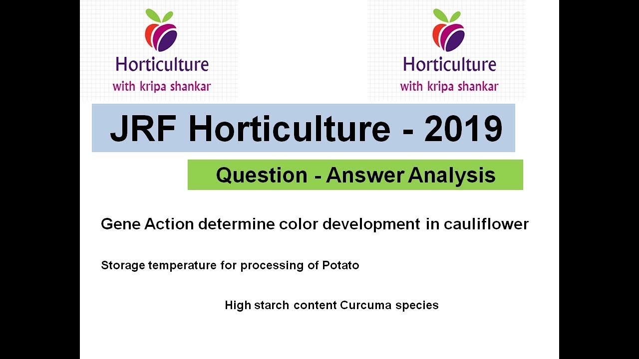 JRF Horticulture 2019 Question paper