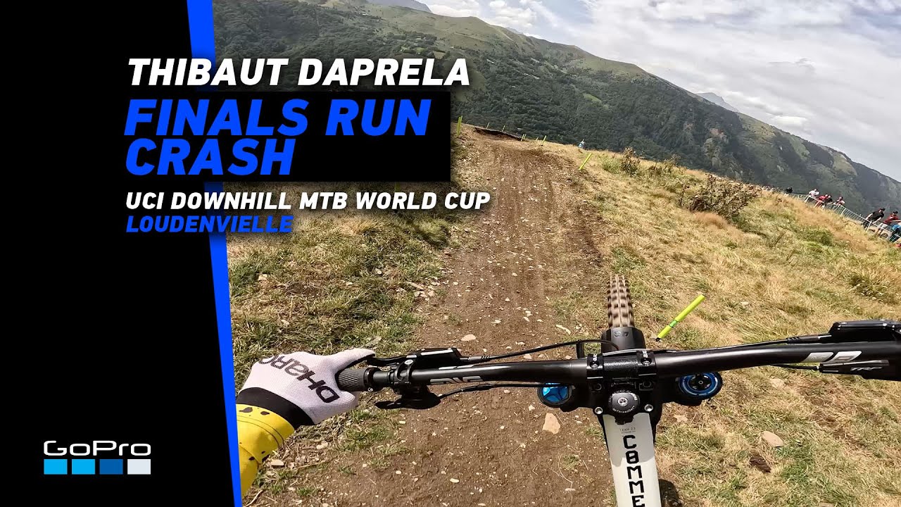 GoPro: CRASH for Thibaut Daprela in FINALS run at Loudenvielle | 2023 UCI DHI MTB World Cup