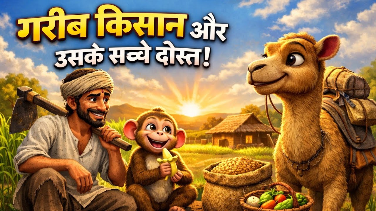Hindi story 🌾गरीब किसान के दोस्त बने बंदर और एक ऊंट 