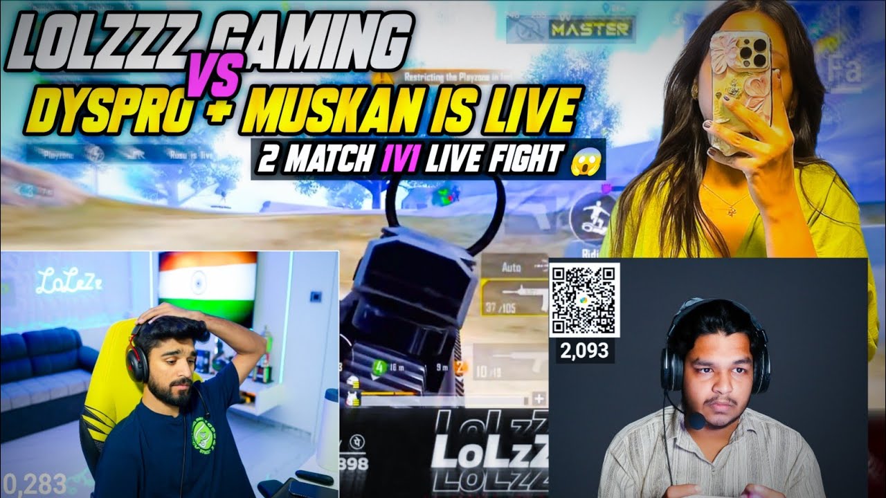 LolzZz Gaming vs Dyspro & Muskan is Live ! 2 Match 1v1 Live Fight 😱