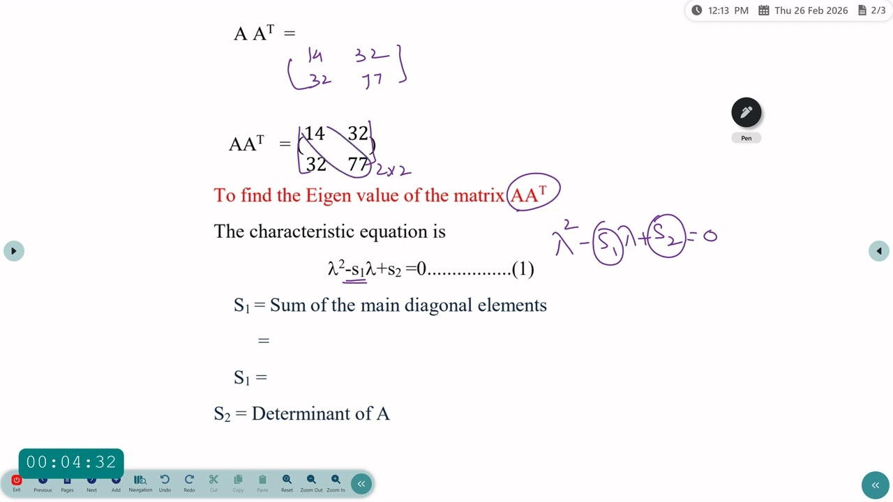 Singular Value Matrix   Dr T Kavitha