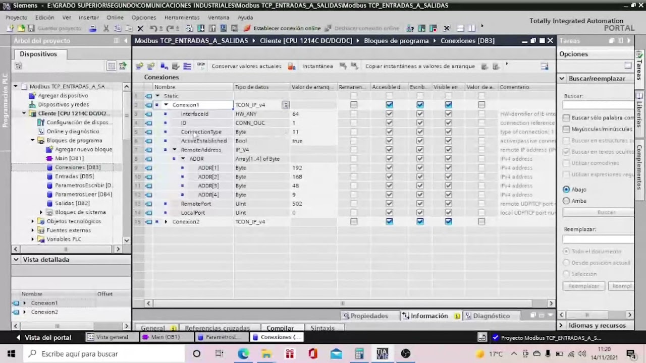Conexión S7-1200 mediante protocolo Modbus TCP