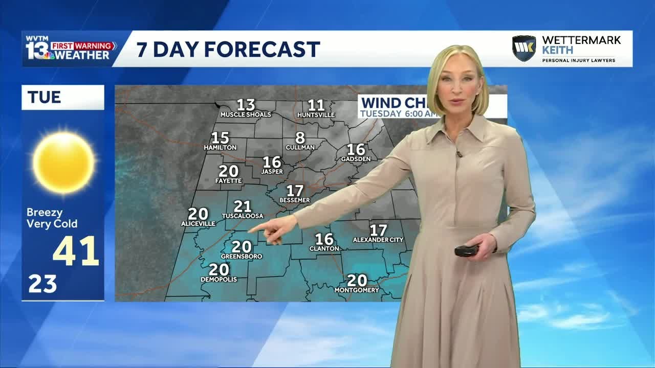 Temperatures across Alabama take a nosedive early this week as a blast of Arctic air moves in.
