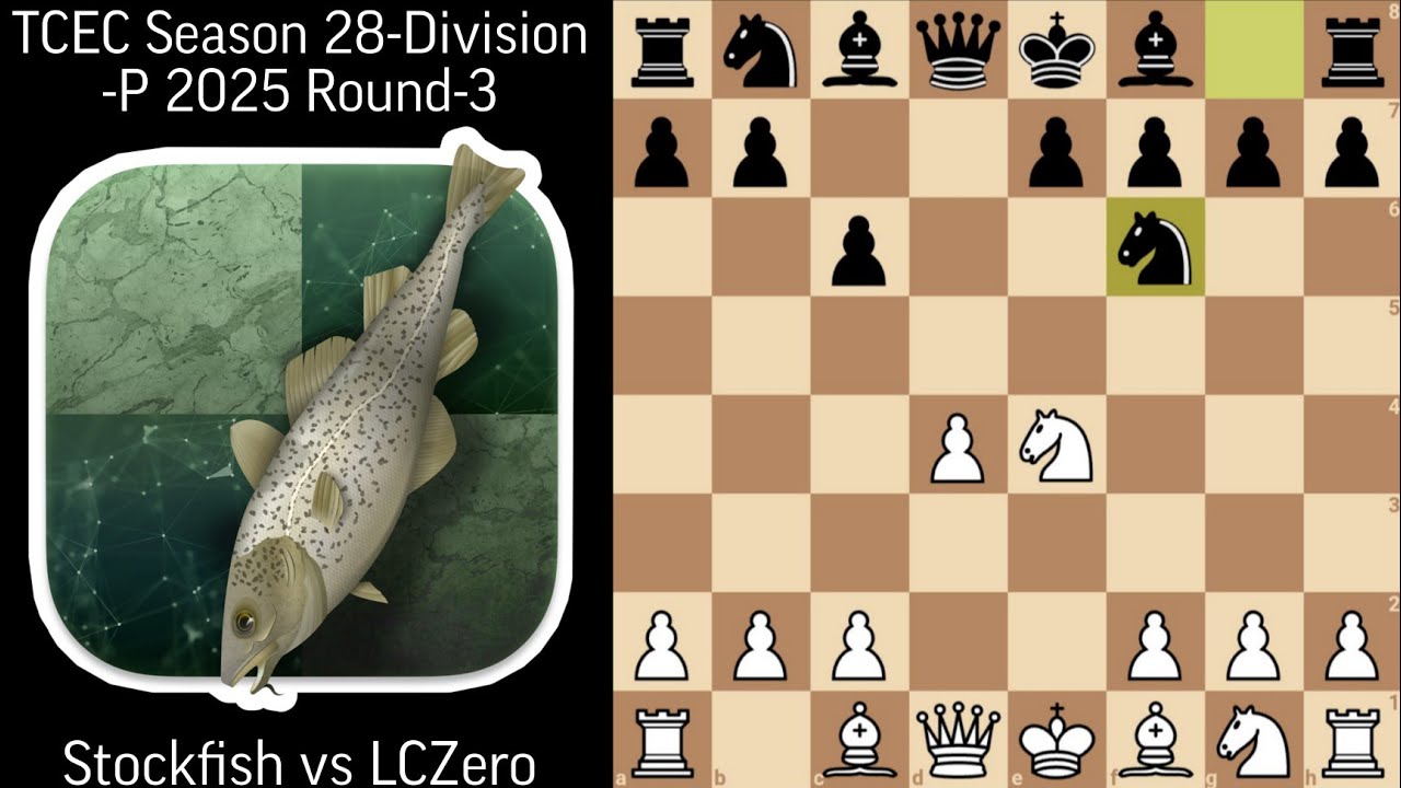 Stockfish 17.1 vs LCZero 0.31 | TCEC Season 28 - Division P 2025 | Round-3.2