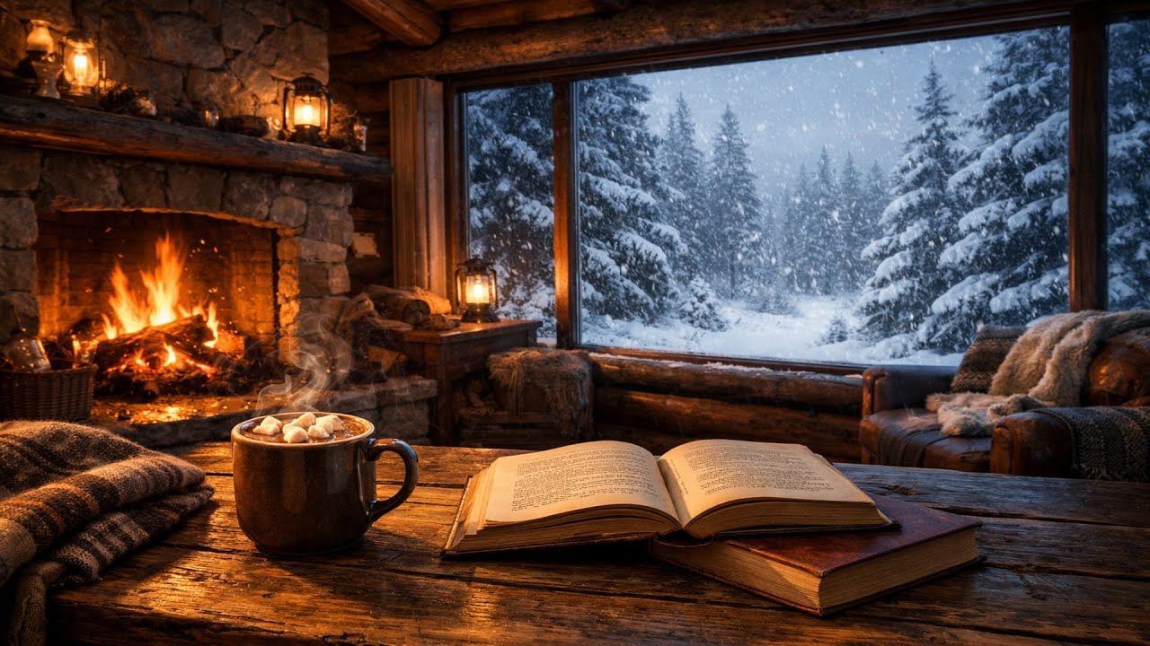 Cozy Winter Cabin Study With Me ❄️ 50/10 Pomodoro Timer & Fireplace Sound (1 Hour 50 Min)