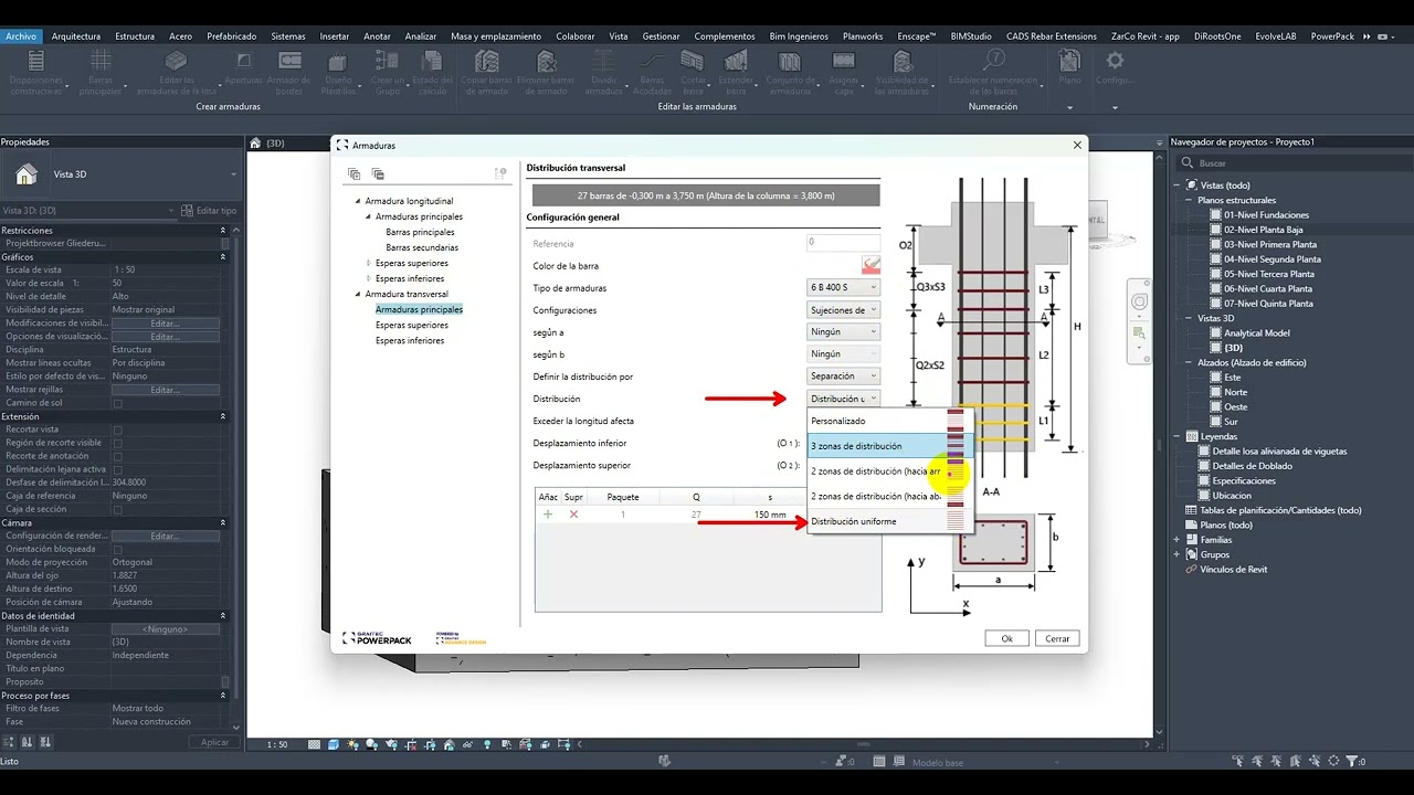 Armado de columnas con Revit2024 y GraitecPowerPack